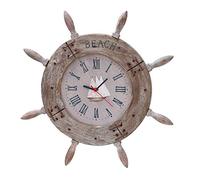 Nagina International Wood Ship wheel Clock 20"" D Nautical Maritime Decor Home D?cor Garden Living d?cor