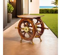 Nagina International Wooden Hand Crafted Ship Wheel Table Home Decor (12 Inches)