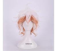 Nagito Komaeda Cosplay Wig Short Curly Heat Resistant Synthetic Hair Wig + Wig Cap