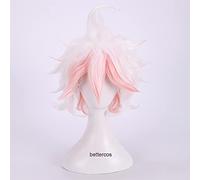 Nagito Komaeda Cosplay Wig Short Gradient White Pink Curly Heat Resistant Synthetic Hair Wig + Wig Cap