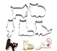 Nagler Recipes Shape | Cat Shape Bakeware | 5 Piece Stainless Steel Kitchen Tools Reusable For Cheese Fondant Jelly Candy Food Making