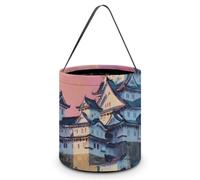Nagoya1 Castle Hallowee Bucket Candy Bags Canva Tote Bag | Portable Reusable Easter Basket Tricking or Treating Party Handbags