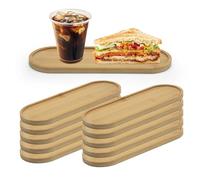 Nagoyuki 10 Pcs Wooden Serving Tray, Oval Serving Platter Bulk, Wooden Plates or Food Holder/BBQ, Cheese, Sushi,Coffee Wine Food Tea Fruit Meals Dessert (25 x 9cm)