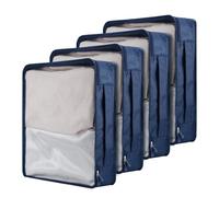 Nagoyuki 4 PCS Large Packing Cubes,40x30x12CM Same Size Suitcase Organiser Bags Compressible Expandable Packing Cubes for Suitcase, Luggage,Handy Helper (Navy))