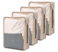Nagoyuki 4 PCS Large Packing Cubes,40x30x12CM Same Size Suitcase Organiser Bags Compressible Expandable Packing Cubes for Suitcase, Luggage,Handy Helper (Beige)