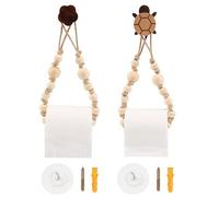 Nagoyuki Bathroom Holder, Chunky Rope Novelty Loo Roll Dispenser, Wooden hooks shaped like flowers and, Cute Style Bathroom Towel Wall Mounted Tissue String Towel Rings Set Of 2