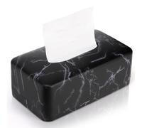 Nagpew Tissue Box Holder, Rectangular Napkin Dispenser Box Cover, Black Faux Marble Facial Dryer Sheet Towel Organizer Case for Bathroom, Bedroom, Kitchen, Cars