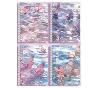 Nagsxiw A5 Notebook, 4Pcs Spiral Notebook A5 Notepad, Wirebound Notebook with 8mm Lines and 80GSM Paper, Notebooks a5, Waterproof Pastel Cover