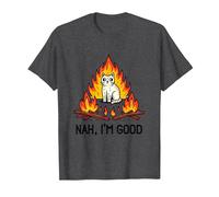 Nah, I'm Good Cat on Fire Scared. Emotional Intelligence T-Shirt, Men, Dark Heather Grey, 3X-Large