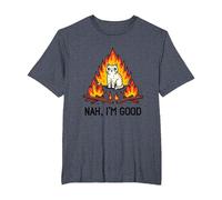 Nah, I'm Good Cat on Fire Scared. Emotional Intelligence T-Shirt, Men's Big and Tall, Heather Blue, 3X Tall