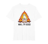 Nah, I'm Good Cat on Fire Scared. Emotional Intelligence T-Shirt, Men's Big and Tall, White, 2X Tall