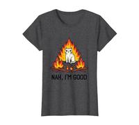 Nah, I'm Good Cat on Fire Scared. Emotional Intelligence T-Shirt, Women, Dark Heather Grey, 3X-Large