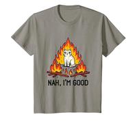Nah, I'm Good Cat on Fire Scared. Emotional Intelligence T-Shirt, Youth, Slate Grey, 4T
