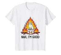 Nah, I'm Good Cat on Fire Scared. Emotional Intelligence T-Shirt, Youth, White, 3T