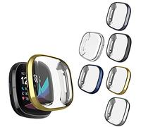 NAHAI 6 Packs Case Compatible with Fitbit Sense / Fitbit Versa 3 Screen Protector, All Around Ultra Thin Plated Bumper Shell Scratch-Resist Cover for Fitbit Sense/Versa 3 Smartwatch #1