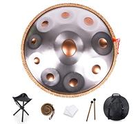 NAHAIA Handpan Drum Instrument, D Minor 9 10 12 Notes 22 Inch Steel Hand Drum (Golden Eye, 10 Notes - 440 Hz)