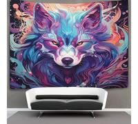 NAHCBIOT Art Wolf Tapestry Wall Tapestry for Boys Bedroom Vintage Tapestries Wall Hanging for Living Room Dorm Party Backdrop Decor,130cmx150cm