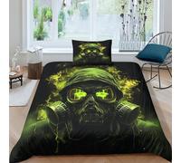 NAHCBIOT Biochemical Crisis Bedding Duvet Cover Set 3D Quilt Cover Soft Microfiber Bedroom Duvet Set Gas Mask Bedding Set,for Teens And Adults 3 Piece Set Single（135x200cm）