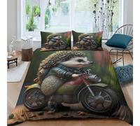 NAHCBIOT Cute Hedgehog Duvet Cover with Pillowcases 3D Printed Cartoon Bedding Set with Zipper Closure Unique Design Anti-allergic Quilt Cover Double（200x200cm）