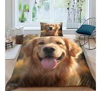 NAHCBIOT Golden Retriever Duvet Cover Set Cute Puppy Printed Bedding Quilt Cover for Bedding Decro,Ultra Soft Microfiber Hidden Zipper Bed Cover 2pcs Single（135x200cm）