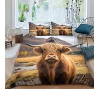 NAHCBIOT Highland Cattle Duvet Cover Boys Kids Bedding Set Comforter Cover Microfiber Decor with A Sense of 3D Print Cute Cow Quilt Cover King(220x240cm)