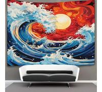 NAHCBIOT Japanese Ukiyo-e Tapestries Ocean Waves Tapestries Art Tapestries Street Culture Style Dorm Decor Beach Coverlet Curtain Blanket Bedroom Dorm Home Decor 180cmx230cm