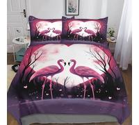 NAHCBIOT Pink Flamingo 3D Printed Bedding Set with Pillowcase,Romantic Duvet Cover with Zipper Closure,Soft Microfiber Quilt Cover King（220x240cm）