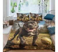 NAHCBIOT Staffordshire Bull Terrier 3D Printed Bedding Set with Pillowcase,Cute Puppy Duvet Cover with Zipper Closure,Soft Microfiber Quilt Cover King（220x240cm）