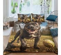 NAHCBIOT Staffordshire Bull Terrier 3D Printed Duvet Cover Set Brushed Microfibre Soft Quilt Covers Easy Care Hotel Quality Cute Puppy Bedding Sets with Pillowcase 3 Piece Set Double(200x200cm)
