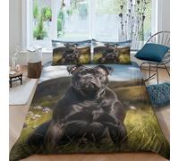 NAHCBIOT Staffordshire Bull Terrier Printed Duvet Cover Set Soft Microfiber Bedding Set for Adults Teenager Kids Cute Puppy Quilt Cover for Home Decoration Double（200x200cm）