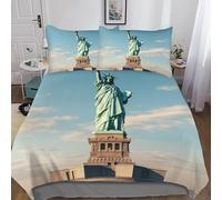 NAHCBIOT Statue of Liberty Bedding Set Duvet Cover Set for 3D Printed New York Landmark Soft Breathable Comforter Cover Quilt Cover with Zipper Closure Soft Microfiber Double（200x200cm）