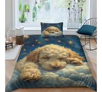 NAHCBIOT Teddy Dog Bedding Set 3D Cartoon Duvet Cover for Kids Boys Girls Comforter Cover Soft Bedspread 3 Piece Set with Zipper Closure Soft Microfiber Single（135x200cm）