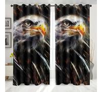 Nahida Blackout Curtain for Kid Bedroom Deco,Eagle, black, abstract,Thermal Curtain for Boy and Gril Room Window, Cute Pattern Soundproof Window Drapes for Child Playroom, Small Curtain