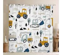 Nahida Blackout Curtain for Kid Bedroom Deco,Excavator, Tractor, Cartoon8,Thermal Curtain for Boy and Gril Room Window, Cute Pattern Soundproof Window Drapes for Child Playroom, Small Curtain