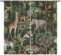 Nahida Blackout Curtain for Kid Bedroom Deco,Wildlife, palm trees, exotic jungle,Thermal Curtain for Boy and Gril Room Window, Cute Pattern Soundproof Window Drapes for Child Playroom, Small Curtain