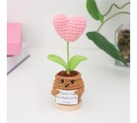 Nahida Handmade Positive Crochet Sunflower, Daisy, Rose, Love, Doll with Card-Thank you Gift for Teachers, Moms,Friendship Gift for Coworkers, Friends, Sisters Birthday Present Idea (Love4)