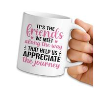 NAHMAKNE Funny Best Friend Coffee Mug, It's The Friends We Meet Along The Way, 11oz Ceramic Mugs Tea Cup, Friendship Gifts for Women, Christmas Birthday Gifts for Bestie Soul Sister Coworker Friend