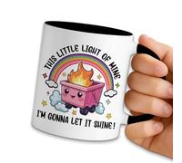 NAHMAKNE Funny Dumpster Fire Coffee Mug, This Little Light of Mine I'm Gonna Let It Shine, 11oz Ceramic Coffee Tea Cup, Black Inner and Handle, Motivational Mugs Gifts for Women Men Coworker Friend