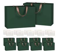 NAHRMY 10 pce Extra Large Gift Bags with Greeting Cards Green 43 x 32 x 13 cm, Large Paper Party Gift Bag for Presents Wedding Birthday Christmas Celebration