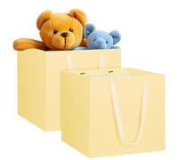 NAHRMY 2 Pack Large Gift Bags, 30 x 30 x 30 cm Extra Large Square Beige Gift Paper Bag for Presents Bouquets Flower Wedding Cake Graduation Birthday Party