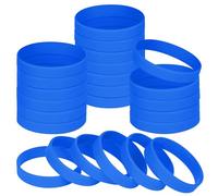 NAHRMY 6.3 inch Silicone Wristbands Blank Blue Rubber Bracelets for Kid, 24 pcs Sports Party Silicone Elastic Wristband Bracelet bands for Events School Teacher Supplies