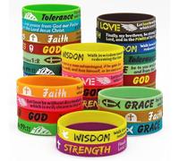 NAHRMY Faith Bible Verses Rubber Bracelets, 28 pcs Christian Religious Silicone Wristbands Inspirational Rubber Bracelet for Men Women Teenage Party Favors Church Gifts