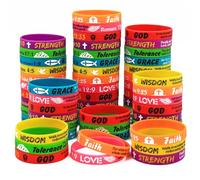 NAHRMY Faith Bible Verses Rubber Bracelets, 49 pcs Christian Religious Silicone Wristbands Inspirational Rubber Bracelet for Men Women Teenage Party Favors Church Gifts