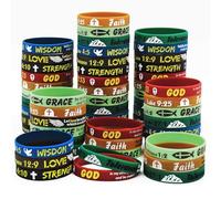 NAHRMY Faith Bible Verses Rubber Bracelets, 49 pcs Christian Religious Silicone Wristbands Inspirational Rubber Bracelet for Men Women Teenage Party Favors Church Gifts
