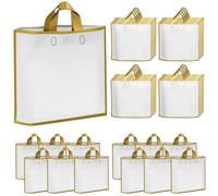 NAHRMY Merchandise Retail Shopping Plastic Gift Bags, 50 PCS 15.7 x 13.8 inch Thick White Large Party Carrier Plastic Bag with Handle Boutique Bag for Small Business Supply