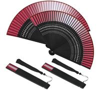 NAHRMY Pack of 2 Hand Fan Folding Fan Foldable Bamboo Fans with Tassel for Birthday Gifts Wedding Gifts Dance Summer Party Decorations Red