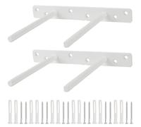 NAHUAA 2 Pack Floating Shelf Bracket 6 inch Heavy Duty Invisible Shelf Support White Hidden Shelves Brackets Wall Mounted with 12Pcs Wall Plugs & 12Pcs Screws for Furniture Cabinet Shelf, 200mmx150mm