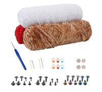 NAHUAA 3 x 100g Chenille Yarn White/Brown/Red Chunky Velvet Yarn Fluffy Yarns Thick Plush Chenille Wools for Knitting Crocheting Beginners Clothes, Scarves, Blankets, Bags DIY with Needles/Eyes/Noses