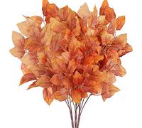 NAHUAA 3Pcs Autumn Artificial Eucalyptus Stems Leaves Fall Faux Eucalyptus Plant Branches for Wedding Floral Arrangement Party Indoor Outdoor Halloween Thanksgiving Home Garden Farmhouse