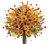 NAHUAA 4Pcs Artificial Sunflower Flowers Autumn Faux Flowers Fall Fake Daisy Bouquets Silk Wildflowers Flower Orange Artificial Flowers for Wedding Party Table Floral Arrangement Home Fall Decor